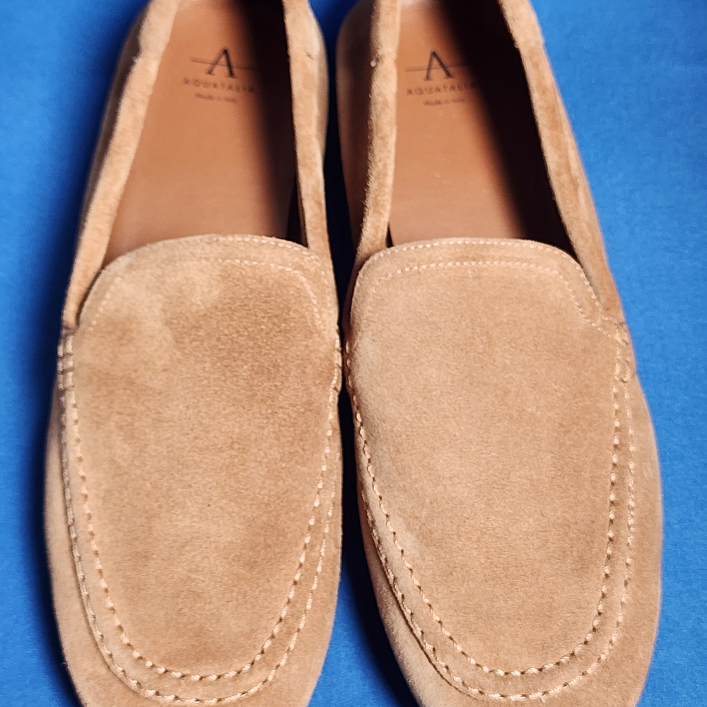 Aquatalia Tan Suede Slip-On Loafers Timeless Comfort